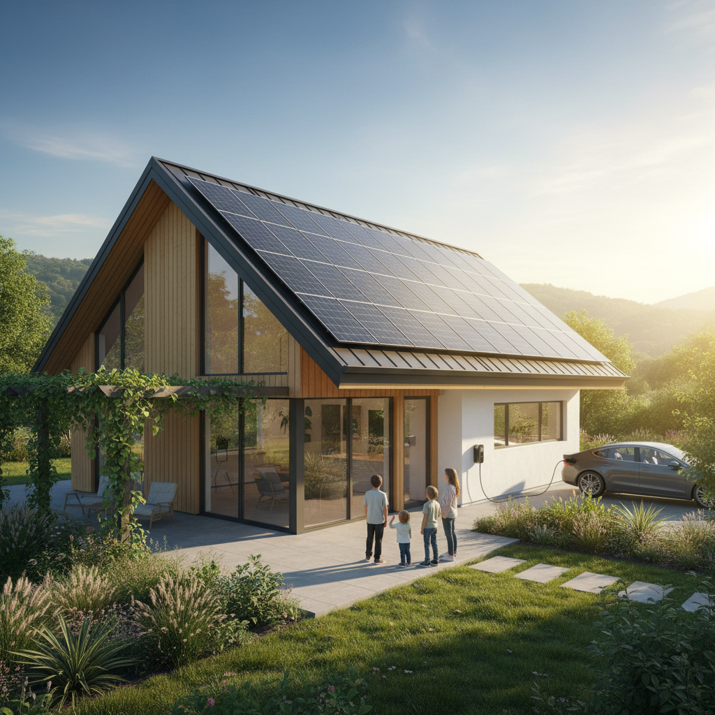 Panneaux solaires installés sur le toit d'une maison familiale